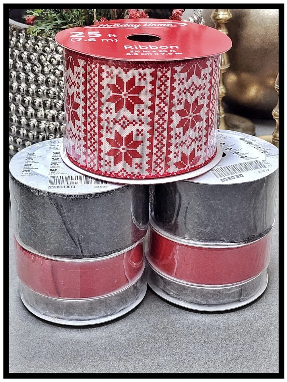 NEW IKEA 2017 Vinter Felted + Fair Isle Wired Fabric Gift Wrap Ribbon Lot NEW